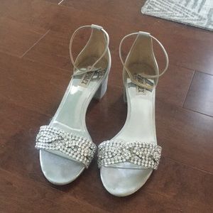 Badgley Mischka Triana Satin Open Toe Pumps